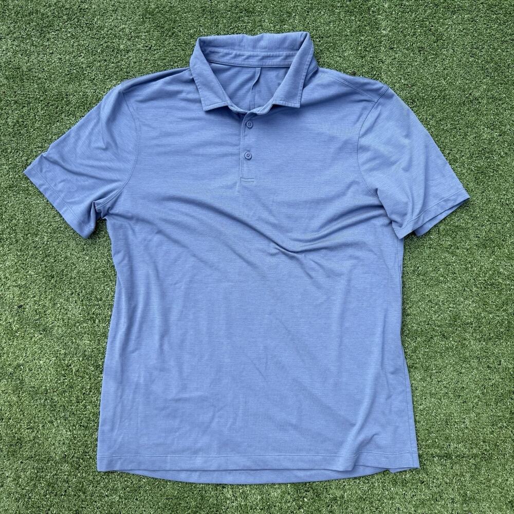 Lululemon Men's Evolution Polo Shirt Size Medium Blue Short Sleeve Golf